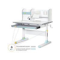 Парта Mealux Edmonton Multicolor BL з поліцею (BD-610 W/МС + BL з полицею)