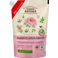 Рідке мило Green Pharmacy Мускатна троянда та бавовна дой-пак 460 мл (4823015935404)