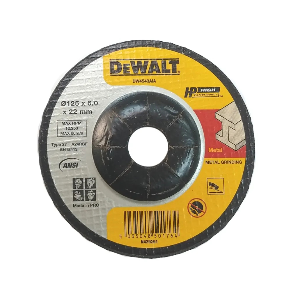 Круг зачистний DeWALT чорний/кольоровий метал, 125х6.0х22.23 мм (DW4543AIA) Круг зачистний DeWALT чорний/кольоровий метал, 125х6.0х22.23 мм (DW4543AIA)