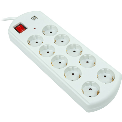 Мережевий фільтр живлення PowerPlant 10м, 10 розеток, USB, євро, 100% мідь (YS-N6065/10) (EX610563)