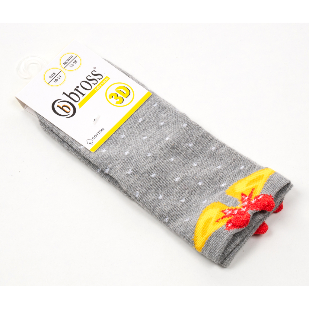 Шкарпетки дитячі Bross новорічні з дзвіночком (21248-6-12-gray)