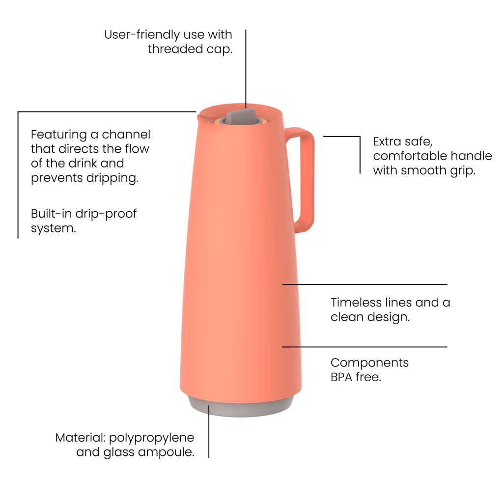 Термос Tramontina Exata 1 л Кораловий (61636/101) Термос Tramontina Exata 1 л Кораловий (61636/101)