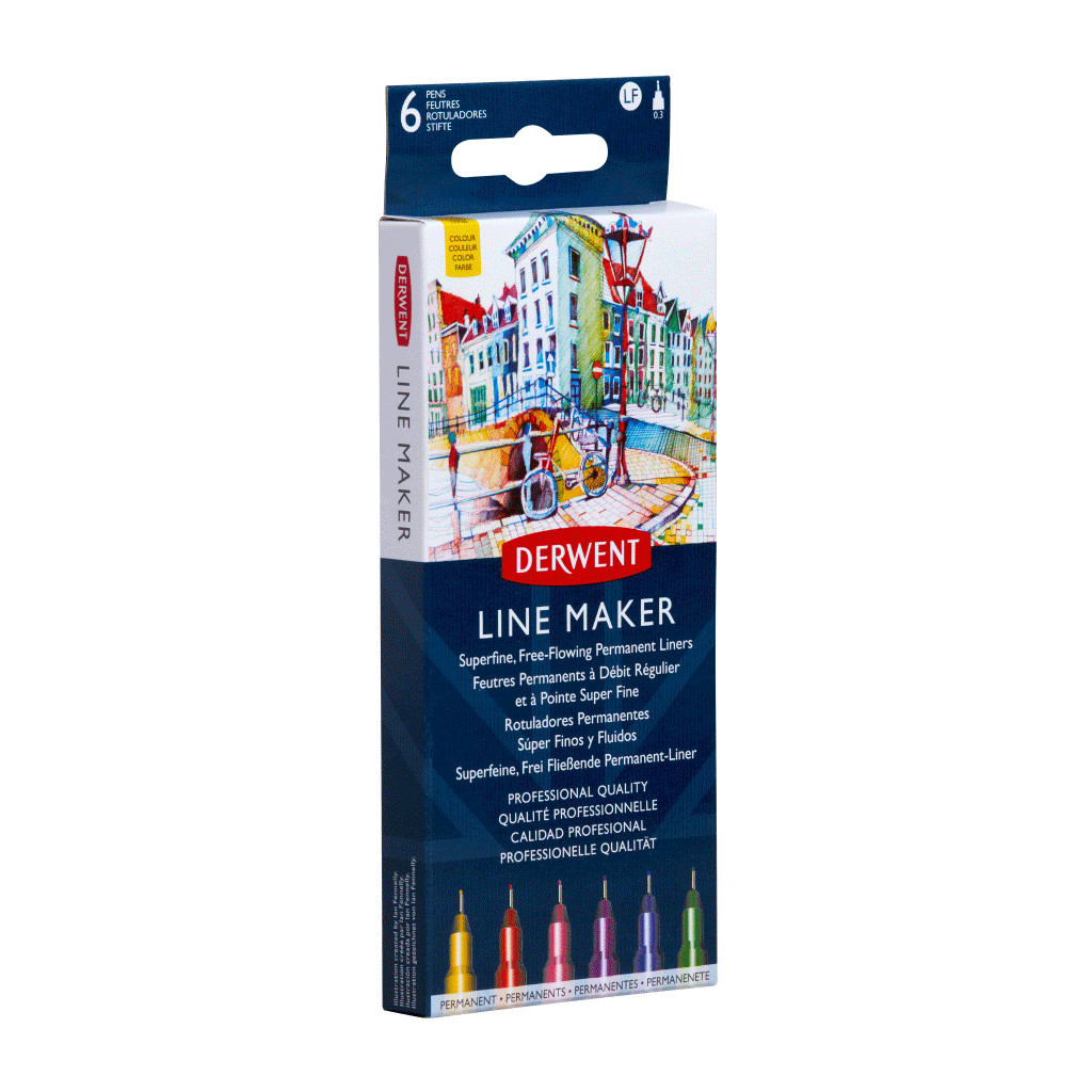 Лайнер Derwent набір Line Maker Colour 6 шт, кольорові (5028252595971)