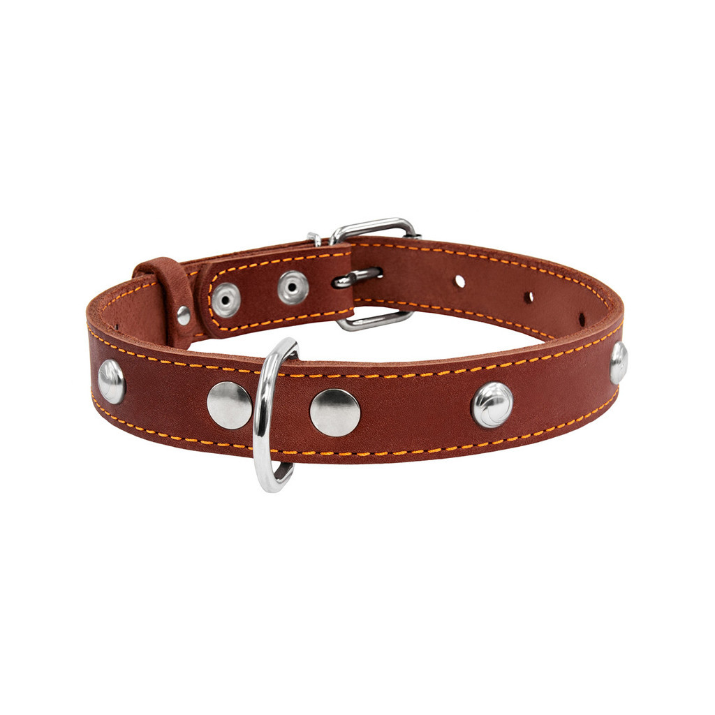 Нашийник для тварин Collar одинарний з прикрасами Ш 20 мм Д 32-40 см коричневий (01356)