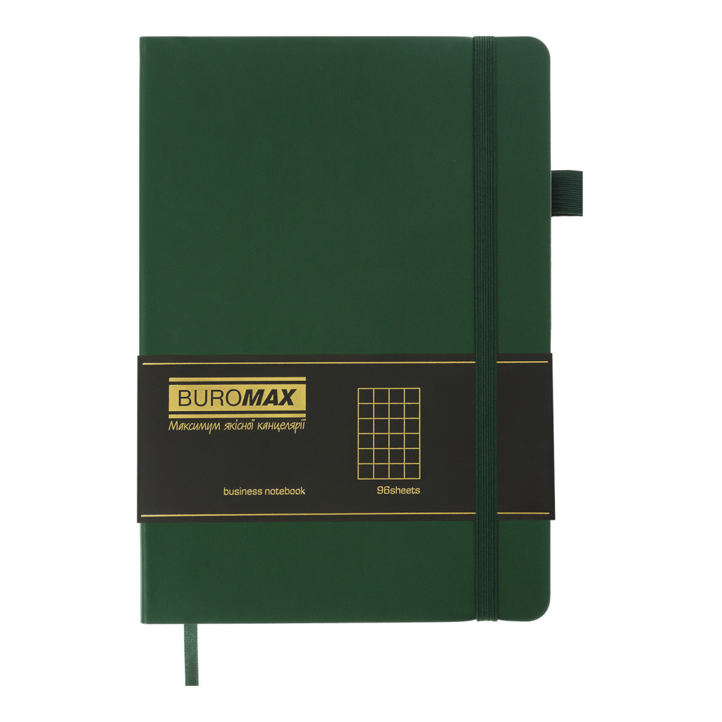 Книга записна Buromax Brief 96 аркушів А5 у клітинку зелений (BM.295104-04)