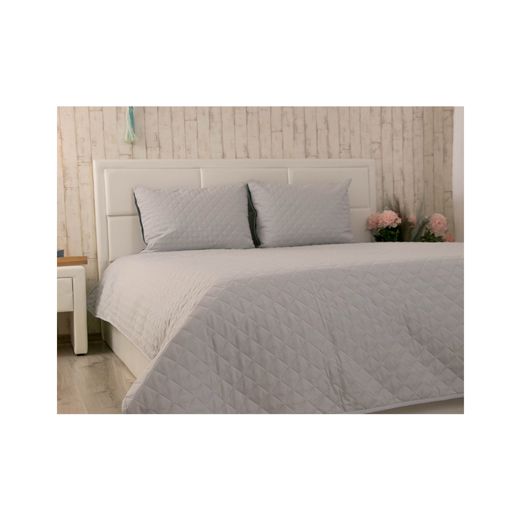 Покривало Руно двостороннє декоративне Velour Grey ромб 180х220 см (340.55_Grey ромб)