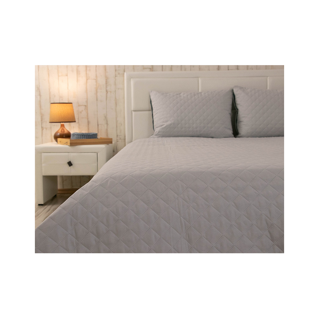 Покривало Руно двостороннє декоративне Velour Grey ромб 180х220 см (340.55_Grey ромб)