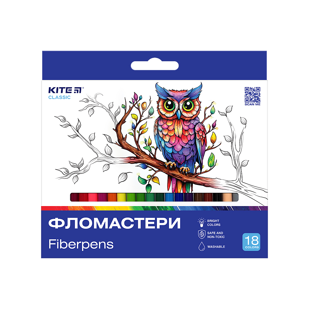 Фломастери Kite Classic 18 кольорів (K-448)