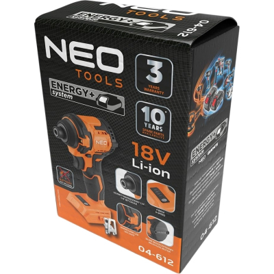 Гайковерт Neo Tools Energy+ 18V, безщітковий, 3600об/хв, 300Нм, 1/4", 4 швидкості, 0.85кг (без АКБ та ЗП) (04-612)