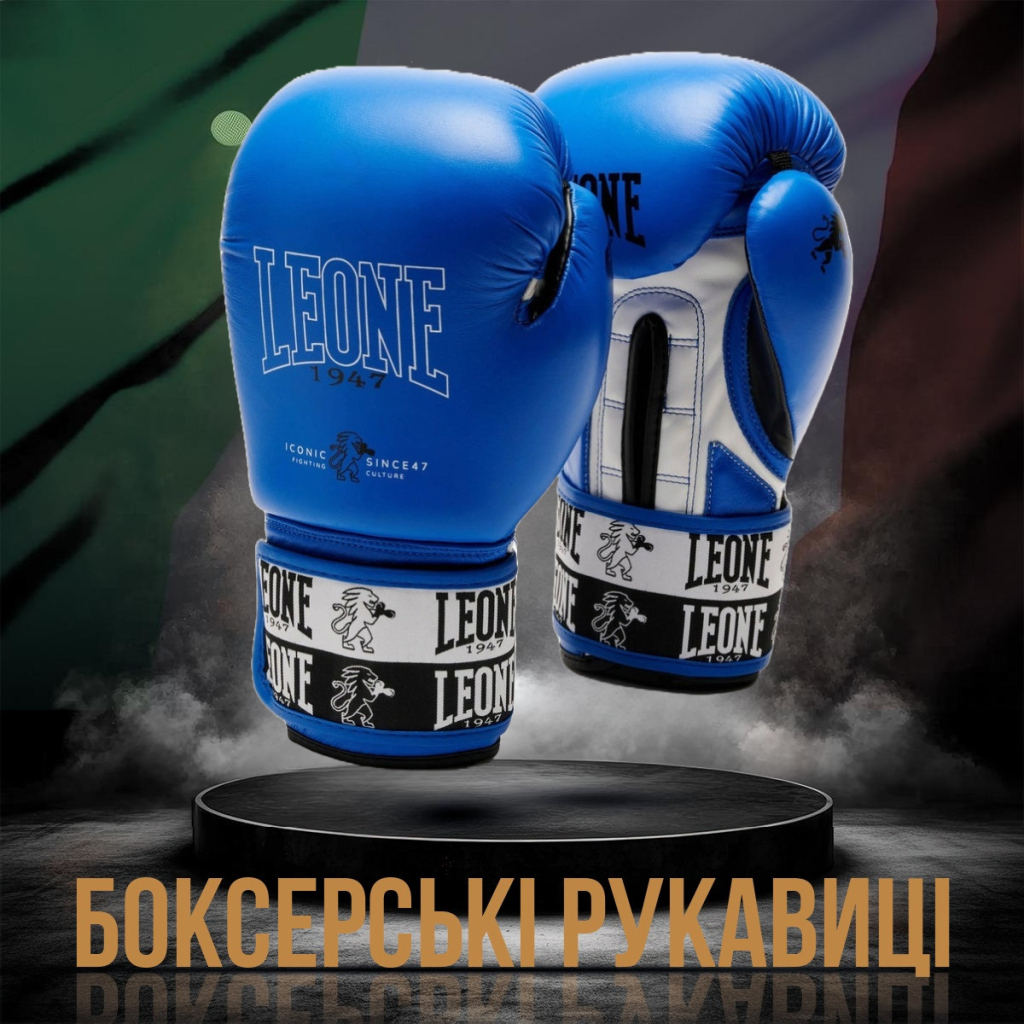Боксерські рукавички Leone GN208 Iconic Blue 16 унцій (GN208_Blue_16oz)