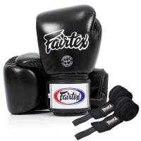 Fairtex BGV1 Black 14oz Boxing Gloves (Bandages Included) (BGV1_14oz_Black)