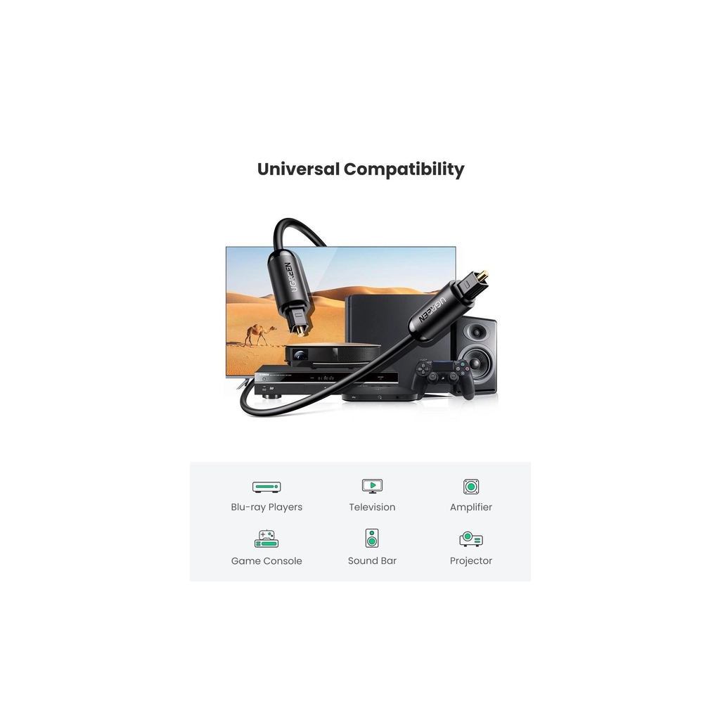 Кабель мультимедійний Optical Toslink 1.0m AV122 black UGREEN (70890)