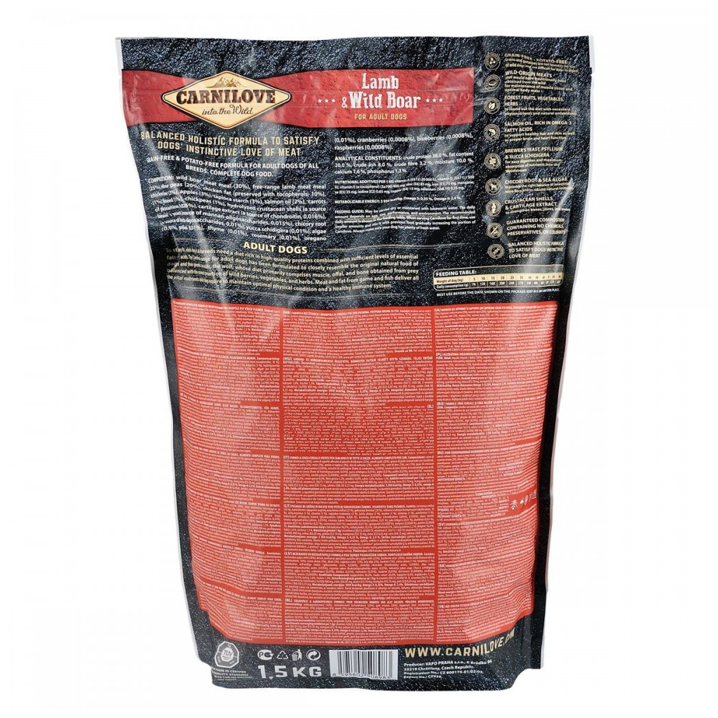 Сухий корм для собак Carnilove Adult Lamb and Wild Boar 1.5 кг (8595602508983)