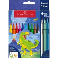 Faber-Castell Dinosaur felt-tip pens 10 colors + 3 metallics + stickers in a cardboard box (32962)