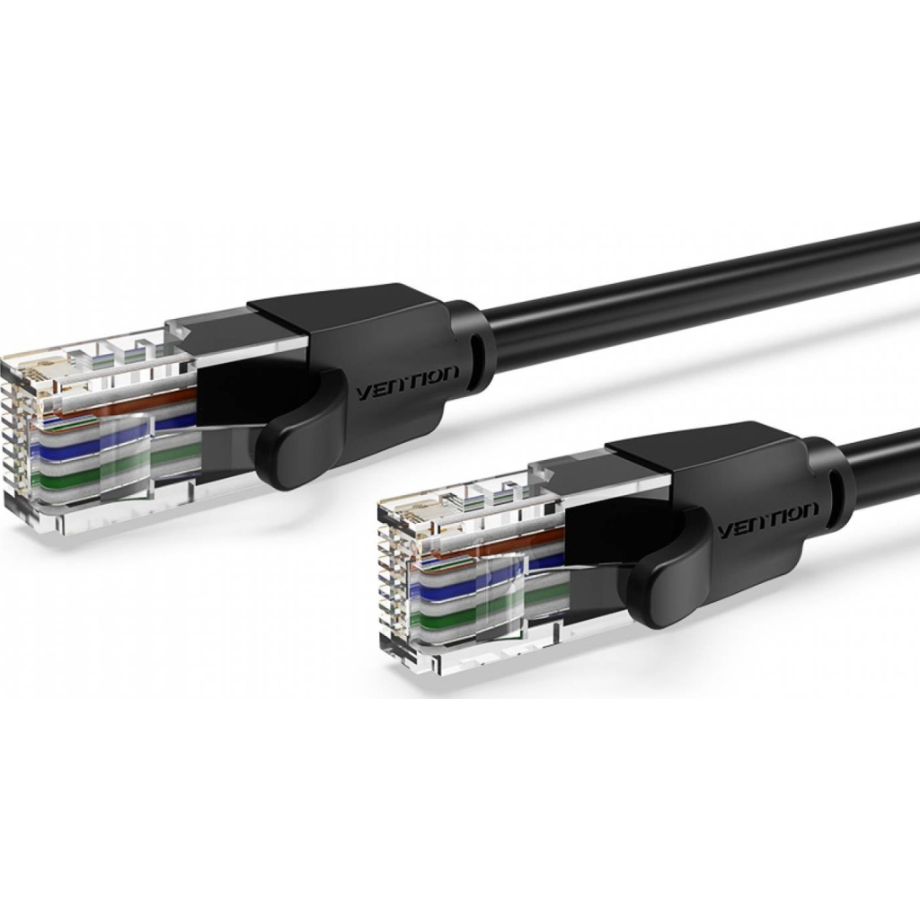 Патч-корд 1.5м, UTP cat 6 RJ-45 flat black Vention (IBJBG)