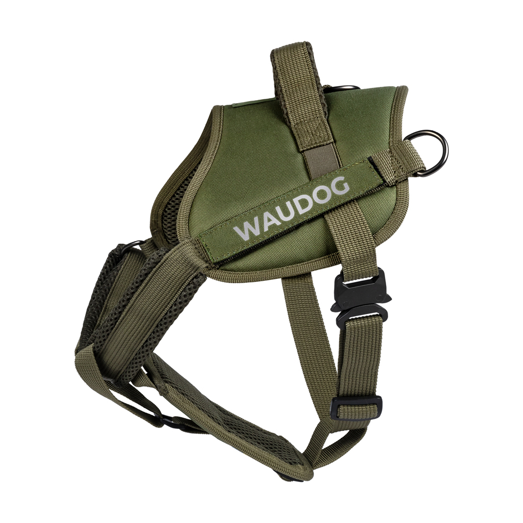 Шлея для собак WAUDOG PRO-2 світловідбивна, металевий фастекс S хакі (688131)