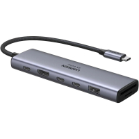 Концентратор Ugreen USB-C 7-in-1 2xUSB 3.0 + 2xUSB-C + HDMI 4K60Hz + SD/TF + PD 100W (45521)