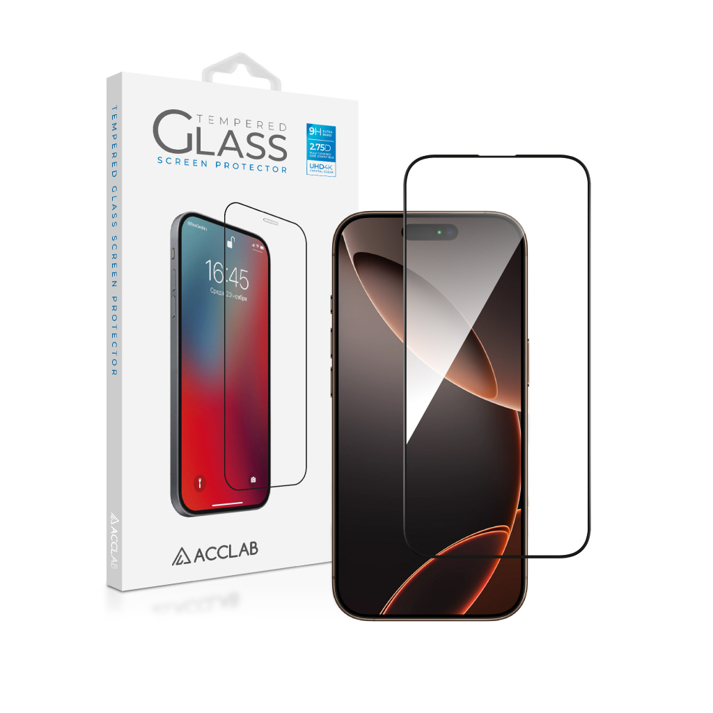 Скло захисне ACCLAB Full Glue ESD Apple iPhone 16 Pro Black (1283126594137)