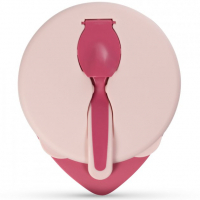 Set of children's tableware Baboo deep plate with lid and spoon pink (90592)
