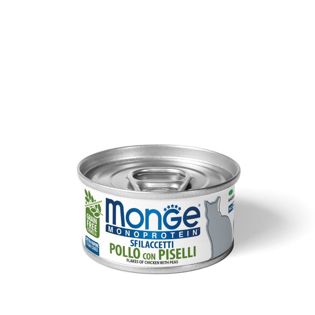 Консерви для котів Monge Cat Monoprotein м'ясні пластівці з курки та горошком 80 г (8009470007184)
