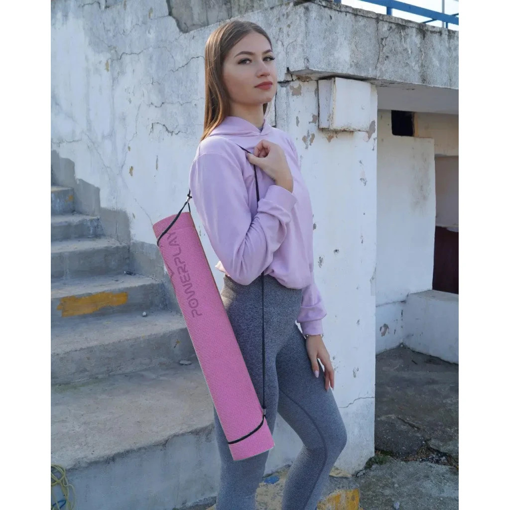 Килимок для йоги PowerPlay 4010 PVC Yoga Mat 173 x 61 x 0.6 см Рожевий (PP_4010_Rose_(173*0,6))