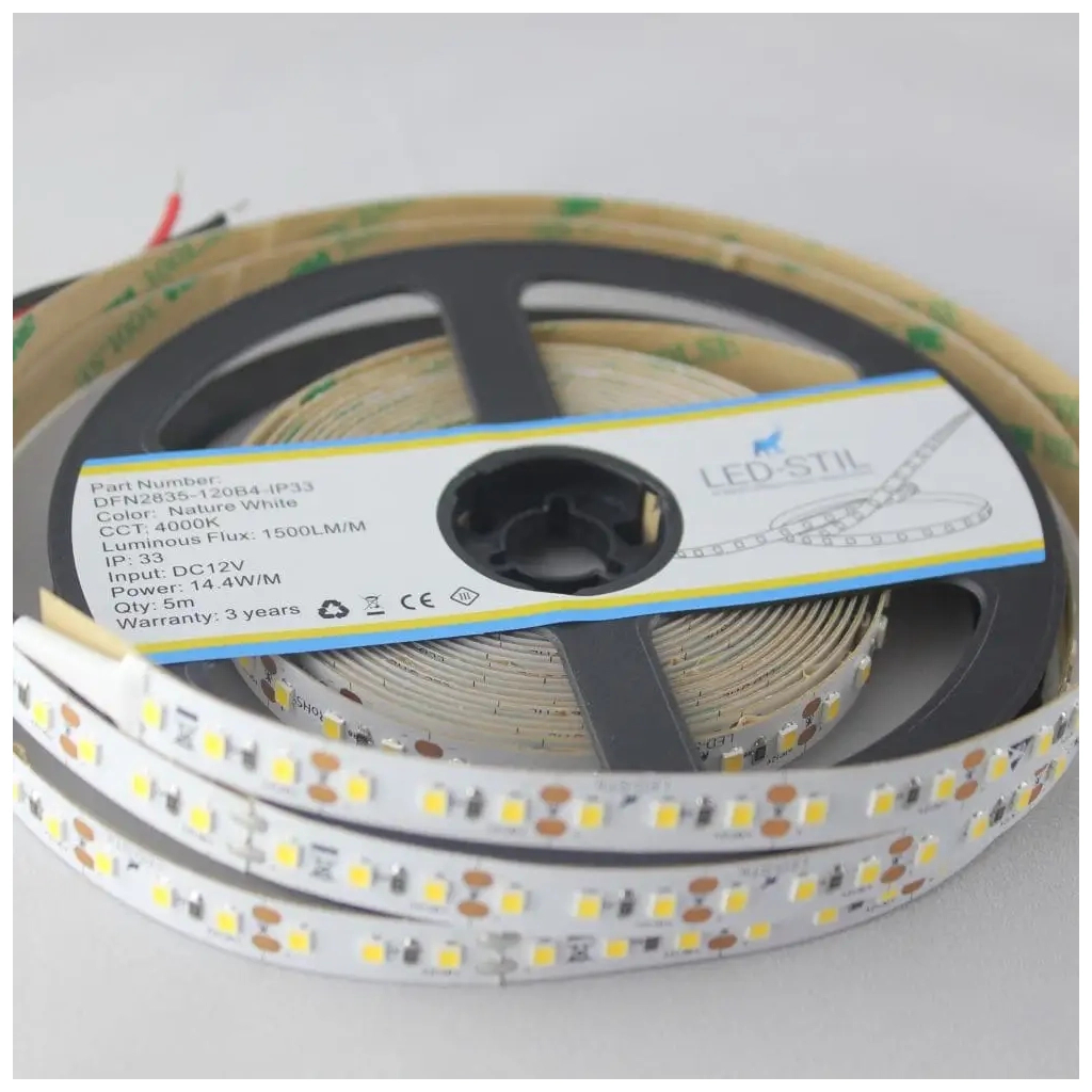 Світлодіодна стрічка LED-STIL 4000K 14,4 Вт/м 2835 120 діодів IP33 12 Вольт 1500 lm нейтральне світло (DFN2835-120B4-IP33)