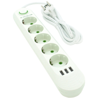 Network power supply filter Voltronic F05U, 5 sockets EU, 3*USB White (F05U-White)