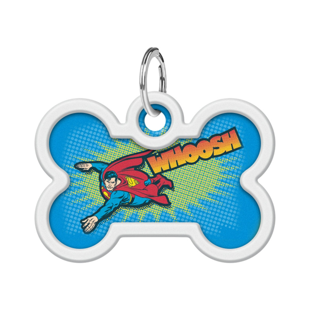 Адресник для тварин WAUDOG Smart ID з QR паспортом "Політ Супермена", кістка 40х28 мм (0640-1017)