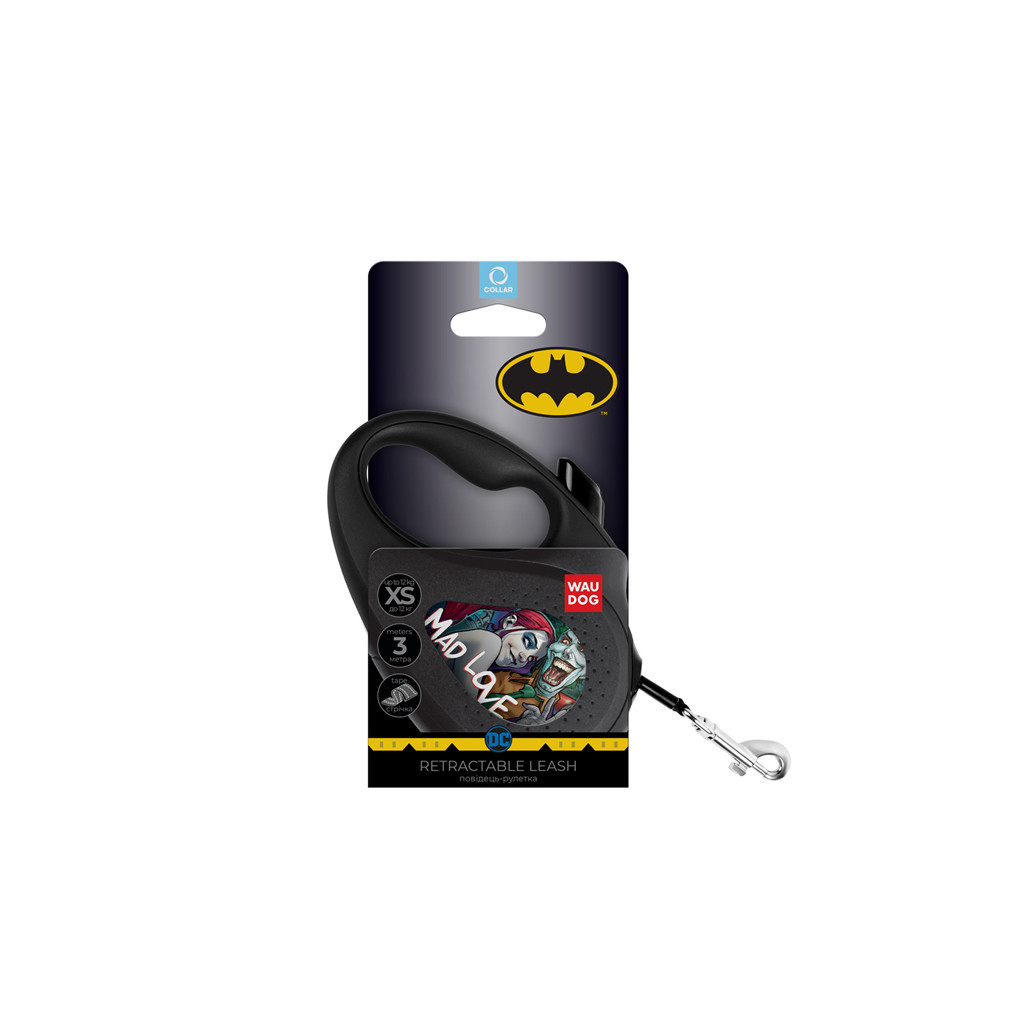 Повідець для собак WAUDOG R-leash "Божевільне кохання" світловідбивна стрічка L до 50 кг 5 м чорний (8126-1013-01)