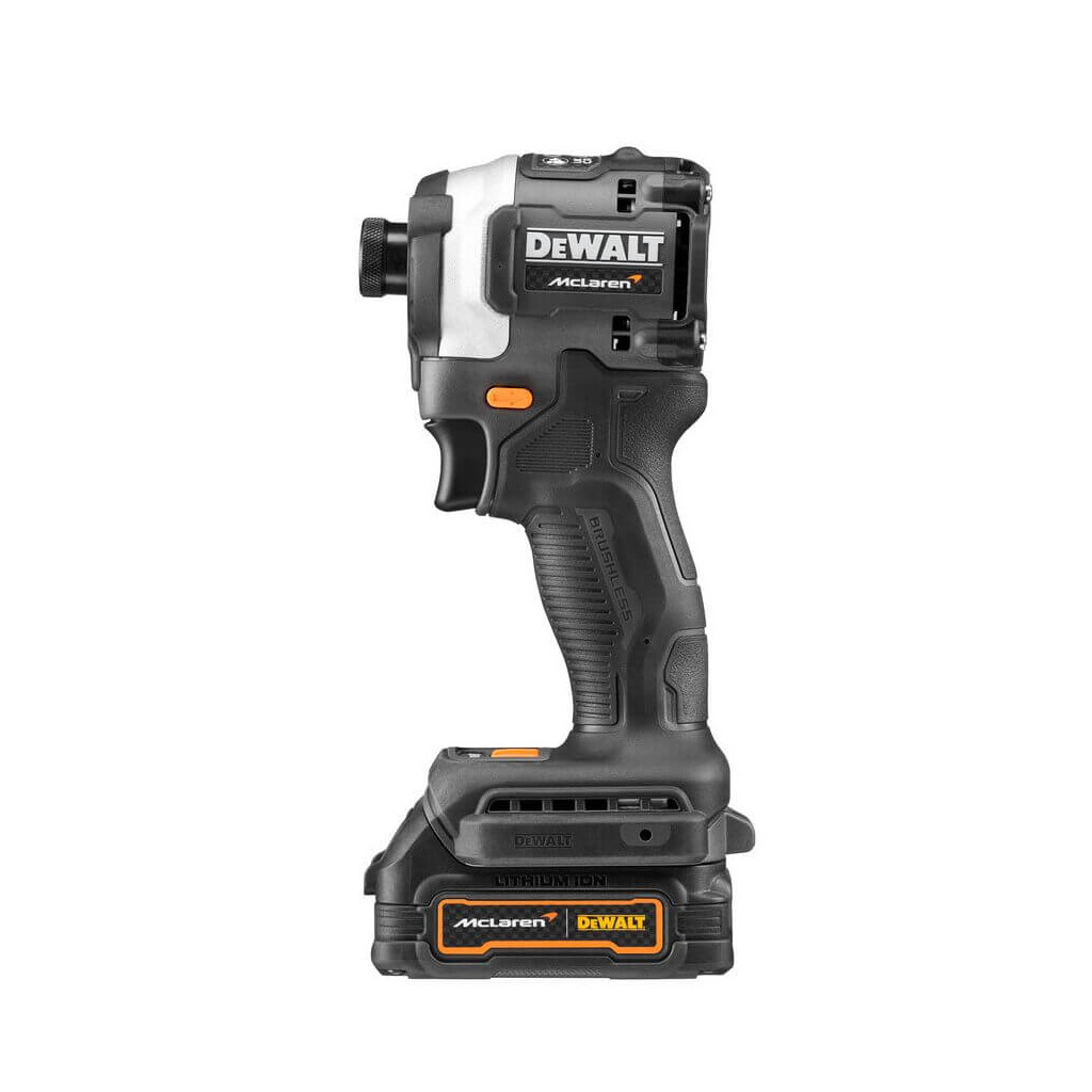 Шуруповерт DeWALT McLaren F1, XR Li-Ion PowerStack 18 В, 2x1.7Ah GFN блок, 206 Нм, TSTAK (DCF85ME2GT) Шуруповерт DeWALT McLaren F1, XR Li-Ion PowerStack 18 В, 2x1.7Ah GFN блок, 206 Нм, TSTAK (DCF85ME2GT)