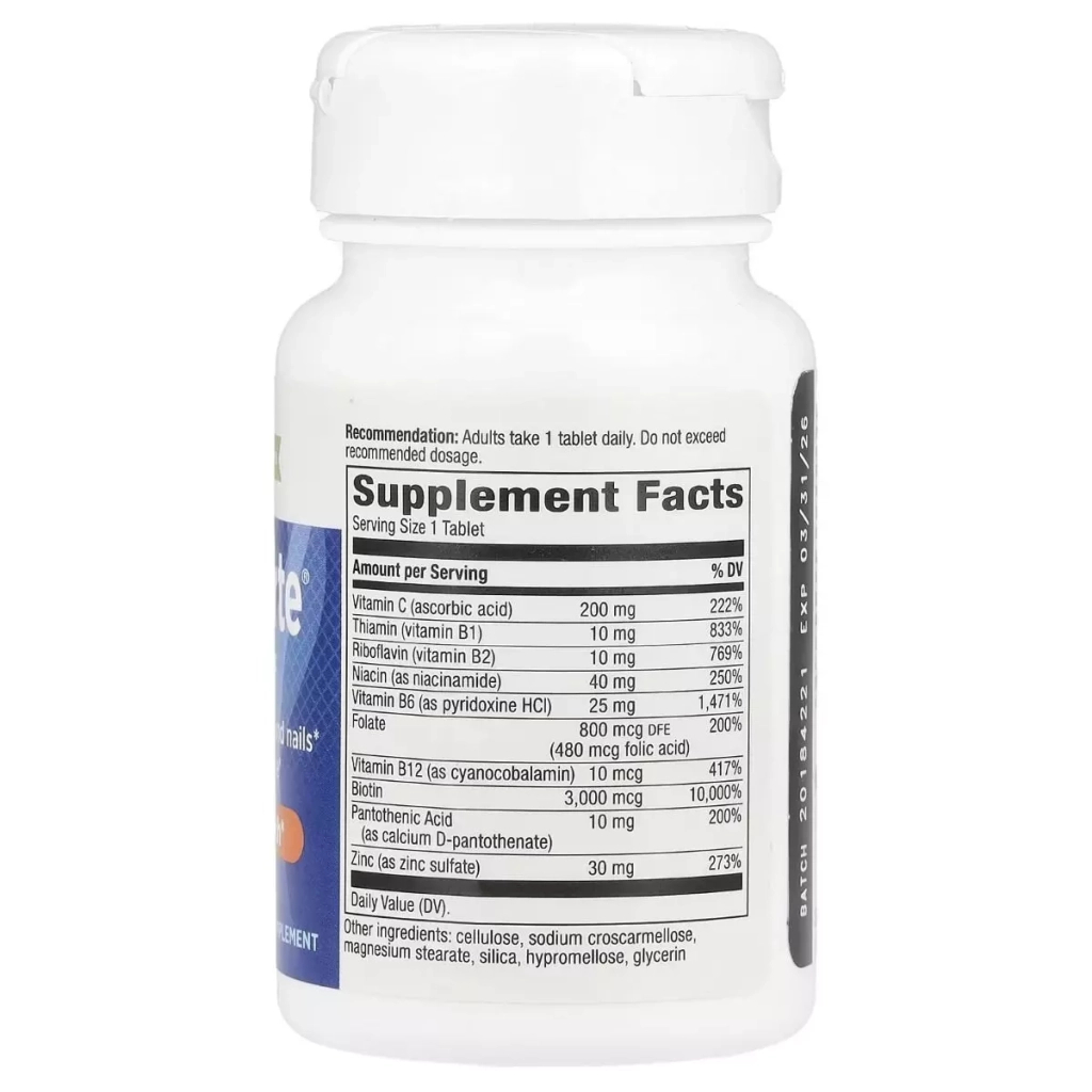 Вітамін Nature's Way Біотин-форте з цинком, 3 мг, Biotin Forte with Zinc, 60 таблеток (EMT-10981)