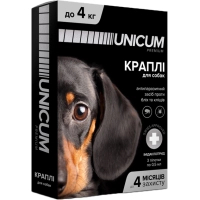 Краплі для тварин Unicum Premium від бліх та кліщів на холку для собак масою до 4 кг/3 шт (4820150201784)
