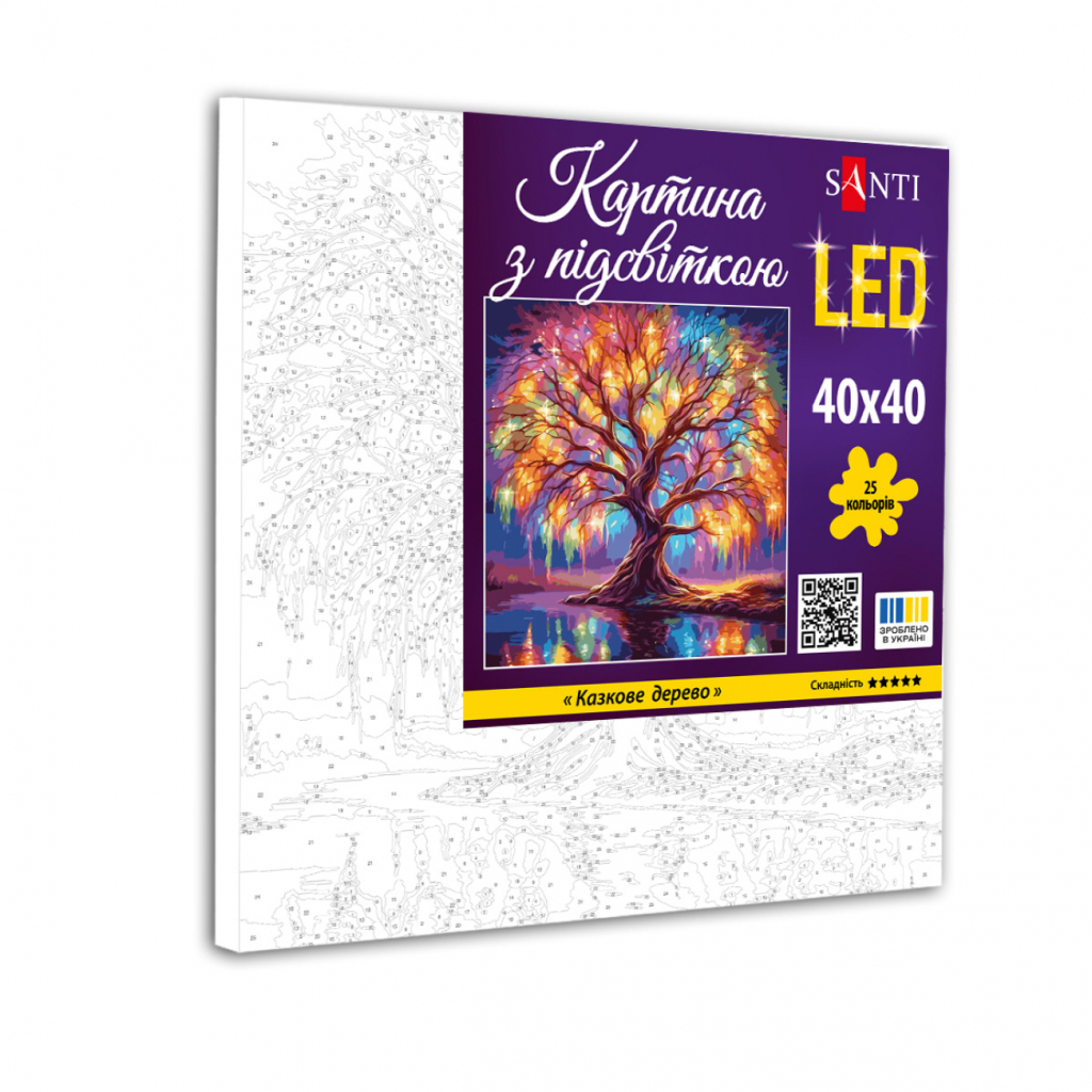 Картина по номерам Santi Казкове дерево, 40*40см, LED (955071) Картина по номерам Santi Казкове дерево, 40*40см, LED (955071)
