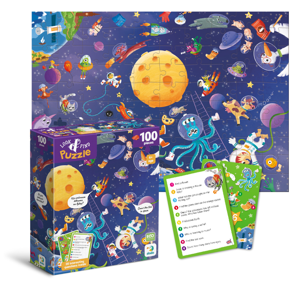 Пазл DoDo Шукай та знаходь Шалений космос, 100 елементів (300668) Пазл DoDo Шукай та знаходь Шалений космос, 100 елементів (300668)