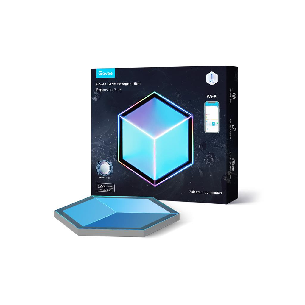 Світильник Govee H106A Glide Hexagon Light Panels Ultra Expansion Pack, 1pc, RGBIC, Wi-Fi/Bluetooth, Purple (H106A007-OF-EU) Світильник Govee H106A Glide Hexagon Light Panels Ultra Expansion Pack, 1pc, RGBIC, Wi-Fi/Bluetooth, Purple (H106A007-OF-EU)