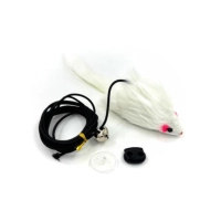 Cat Toy Hippie Pet Mouse with Rope White 8cm (HIPCT2304006B)