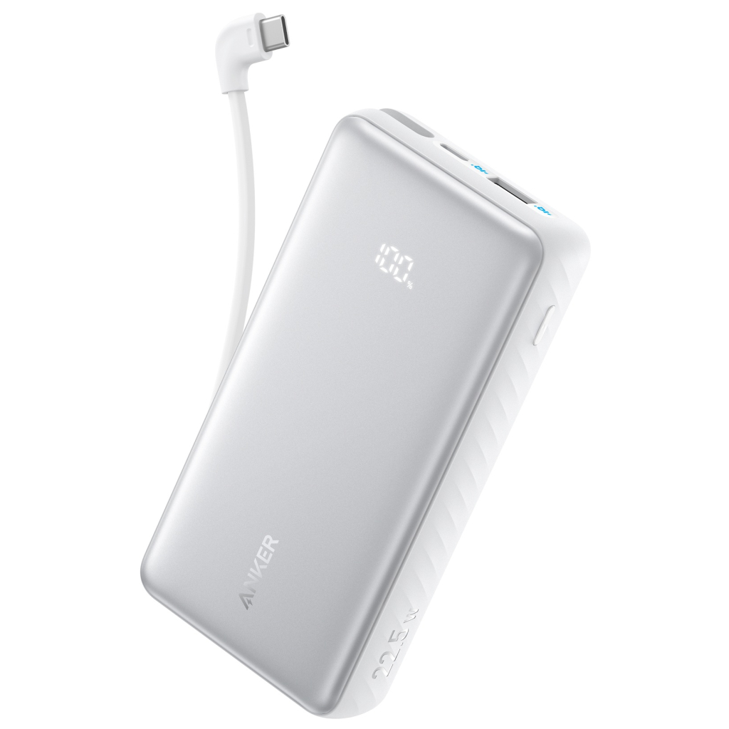 Повербанк Anker 10000mAh 22.5W Built-In USB-C Cable White (A110DH21)