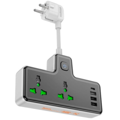 Мережевий фільтр живлення HOCO AC11A, 2 роз, 3 USB, USB-C, 17W, 1,5м Black (AC11AB)