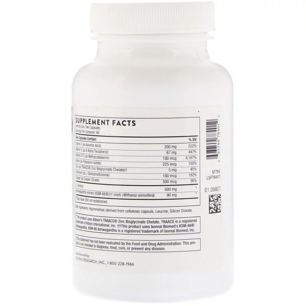 Мінерали Thorne Research Підтримка щитовидної залози, Thyrocsin, 120 капсул (THR-78401)