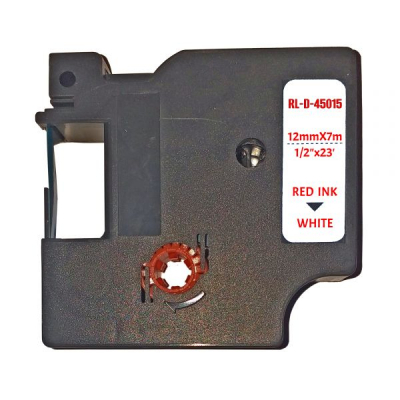 Label printer tape UKRMARK RL-D-45015P-RE/WT, analog DYMO S0720550, 12mm x 7m. (CD45015P)