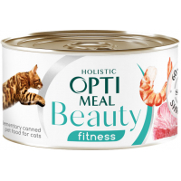 Консерви для котів Optimeal Beauty Fitness смугастий тунець у соусі з креветками 70 г (4820215366229)
