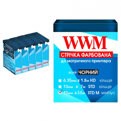 Tape for printers 13 mm x 3.5 m STD l. Black*5pcs WWM (R13.3.5SM5)