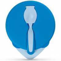 Set of children's tableware Baboo deep plate with lid and spoon blue (90594)