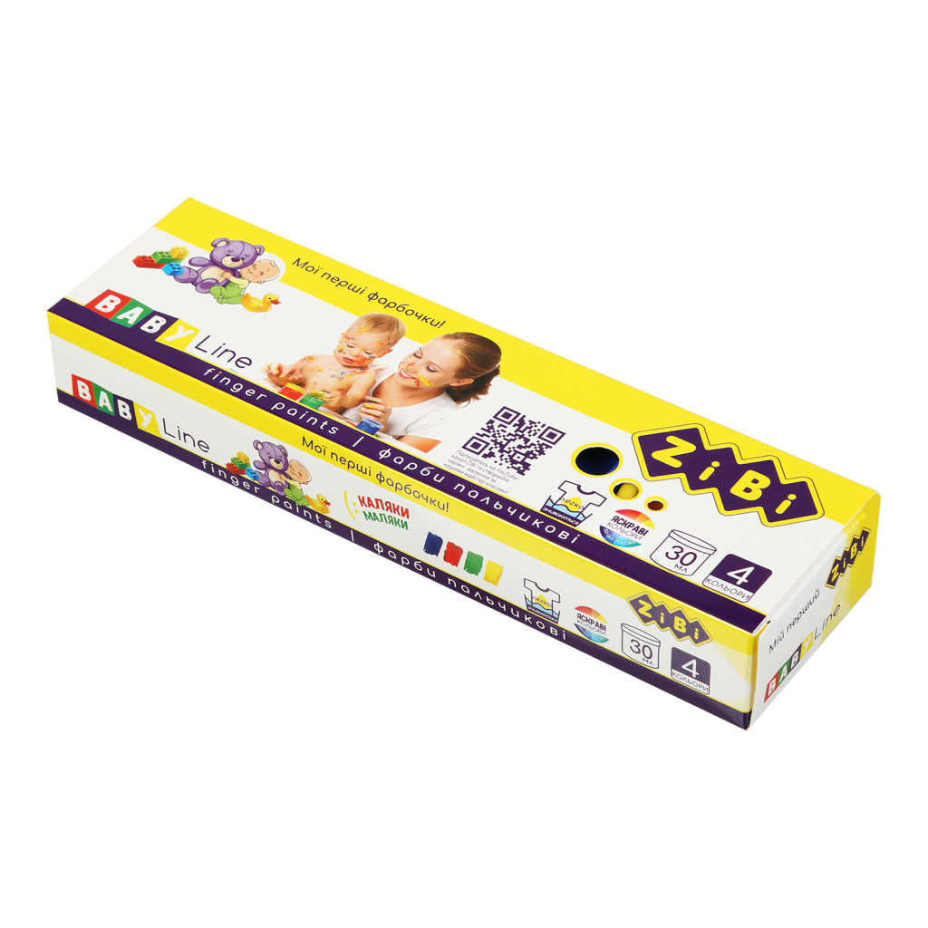 Пальчикові фарби ZiBi Baby Line 4 кольорів 30 мл (ZB.6564)