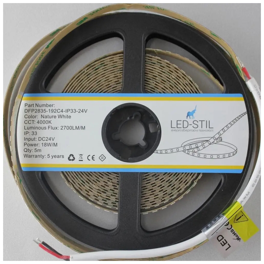 Світлодіодна стрічка LED-STIL 4000K 18 Вт/м 2835 192 діода IP33 24 Вольта 2700 lm нейтральне світло (DFP2835-192C4-IP33-24V)