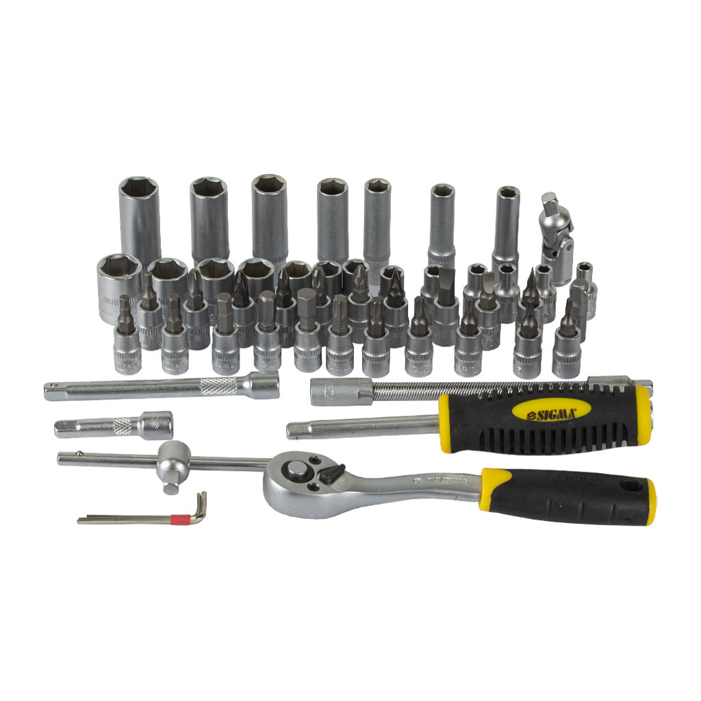 Набір інструментів Sigma насадок торцевих та біт 1/4" 53шт CrV (6003521) Набір інструментів Sigma насадок торцевих та біт 1/4" 53шт CrV (6003521)