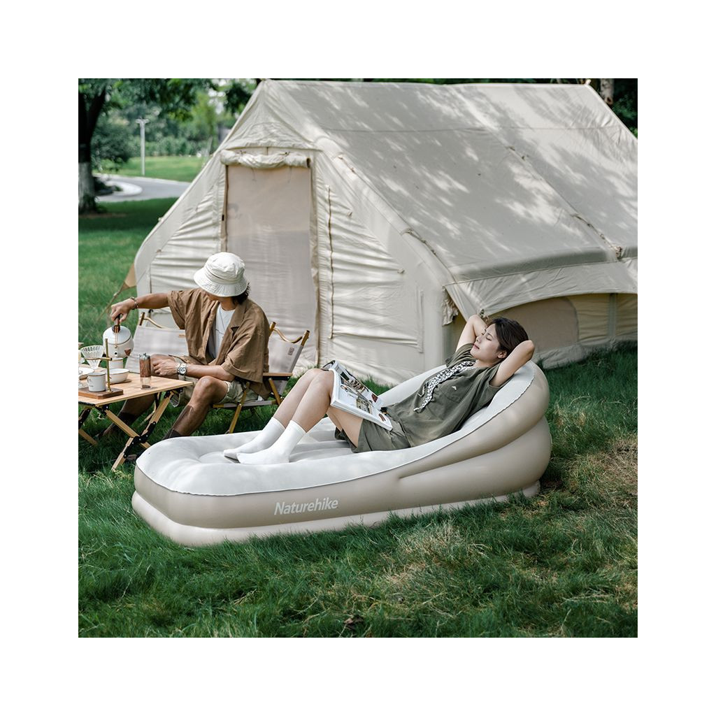 Матрац надувний Naturehike CNK2300DZ020 180 х 90 см з підголовником бежевий (6976023922480)