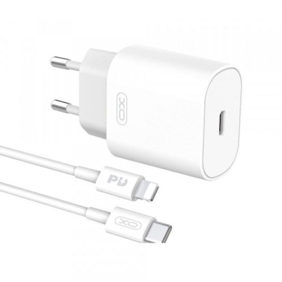 Зарядний пристрій XO L91EU 1хType-C PD25W + cable Type-C to Lightning White (L91i-WH)
