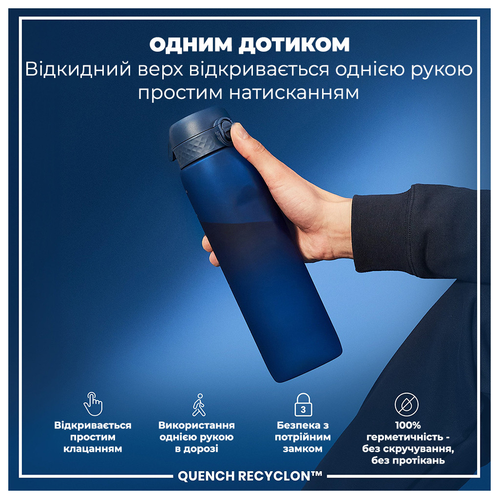 Пляшка для води ION8 OneTouch 1000 мл BPA Free, Navy (I8RF1000NAV)