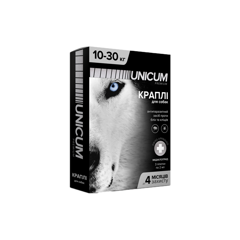 Краплі для тварин Unicum Premium від бліх та кліщів на холку для собак масою 10-30 кг/3 шт (4820150201807)